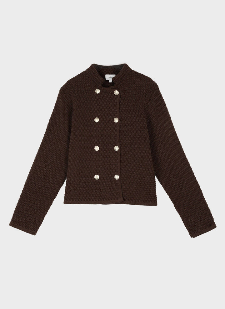 Voscar Double Breasted Knitted Cardigan in Brown