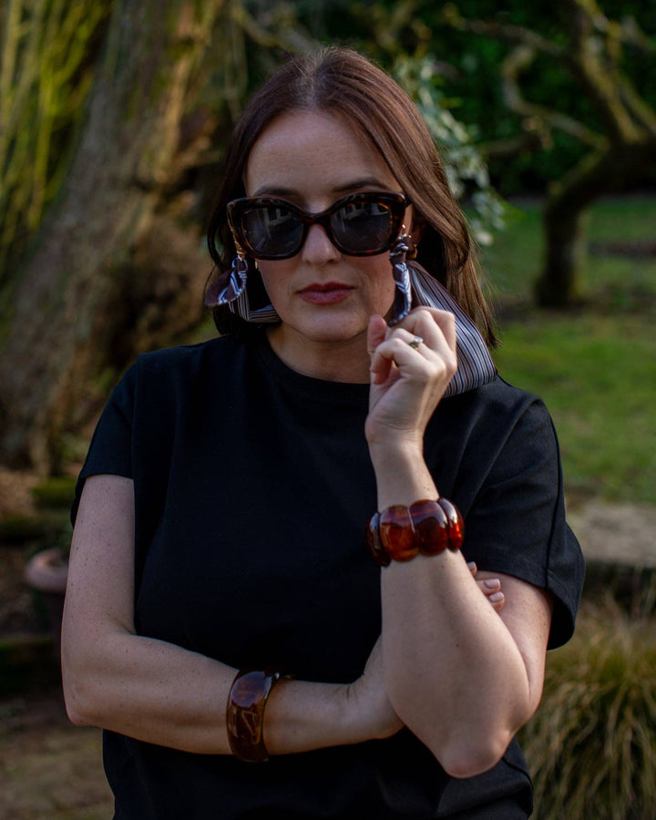 Dover Glasses Chain | Brown/Navy Stripe
