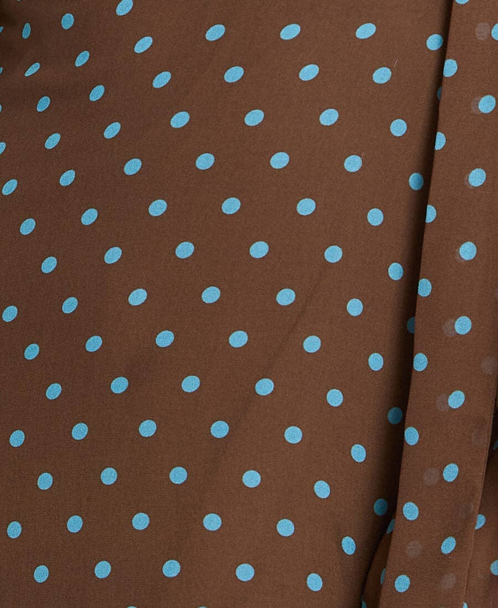 Chocolate Spot Tie Neck Maxi Dress
