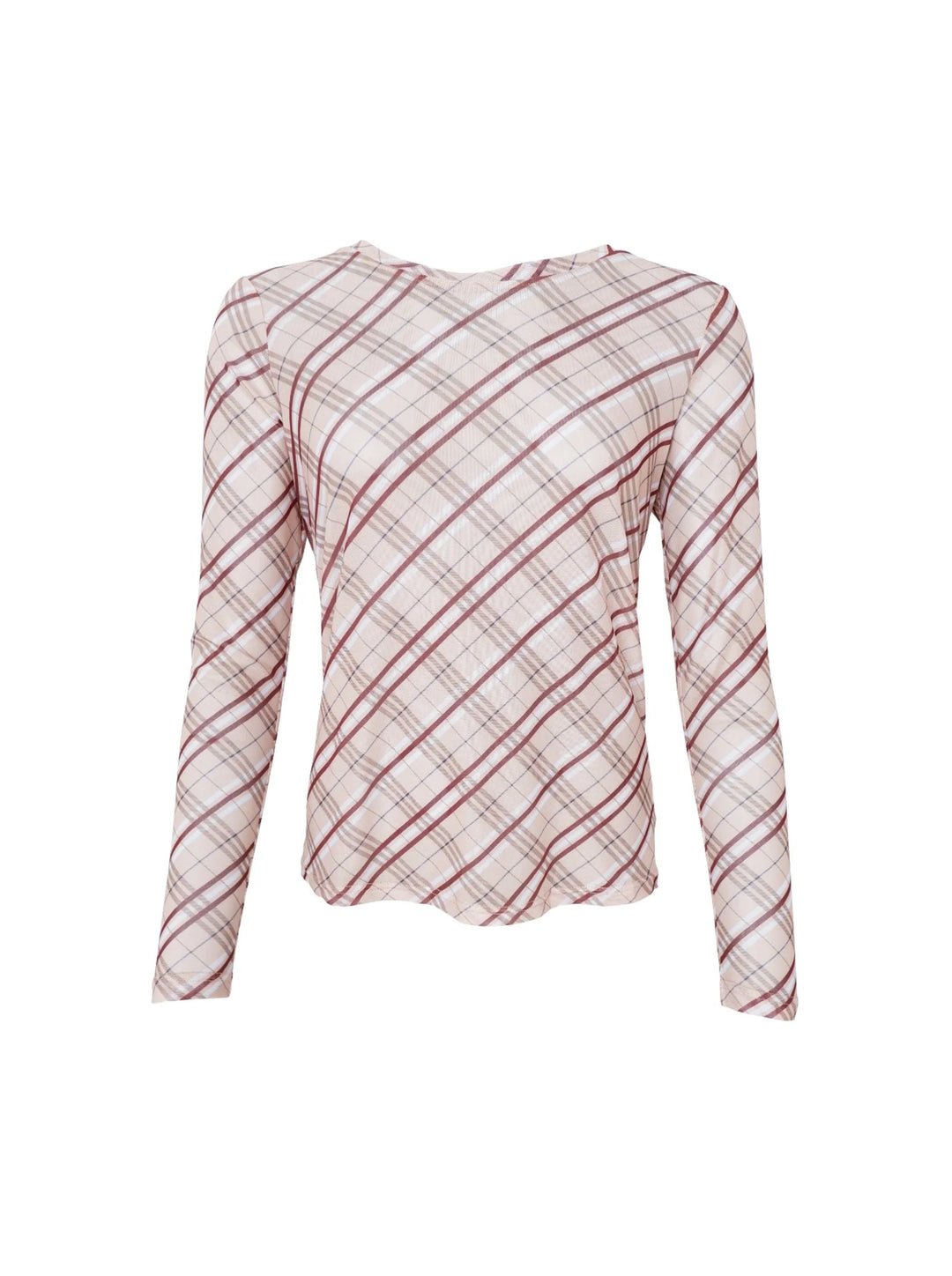 Amma mesh blouse in Beige Tartan