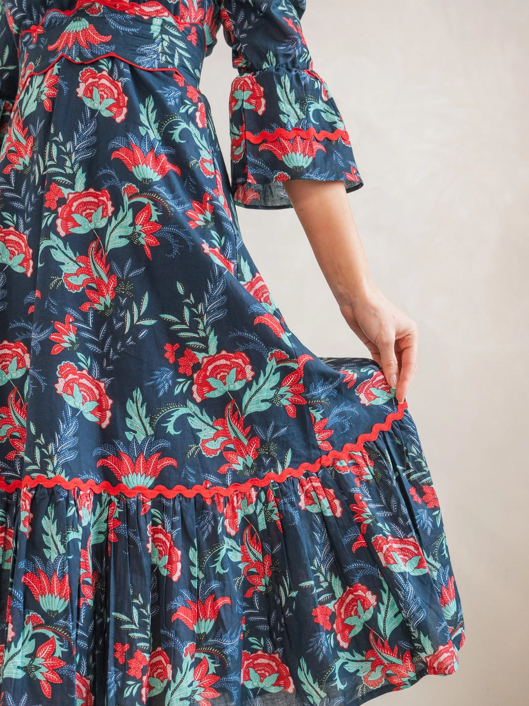 Portrait Square Neck Midi Dress in Solstice Sky