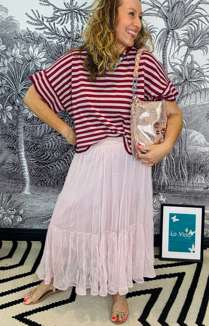 Jackie Cotton Knitted Boxy Stripe Tee