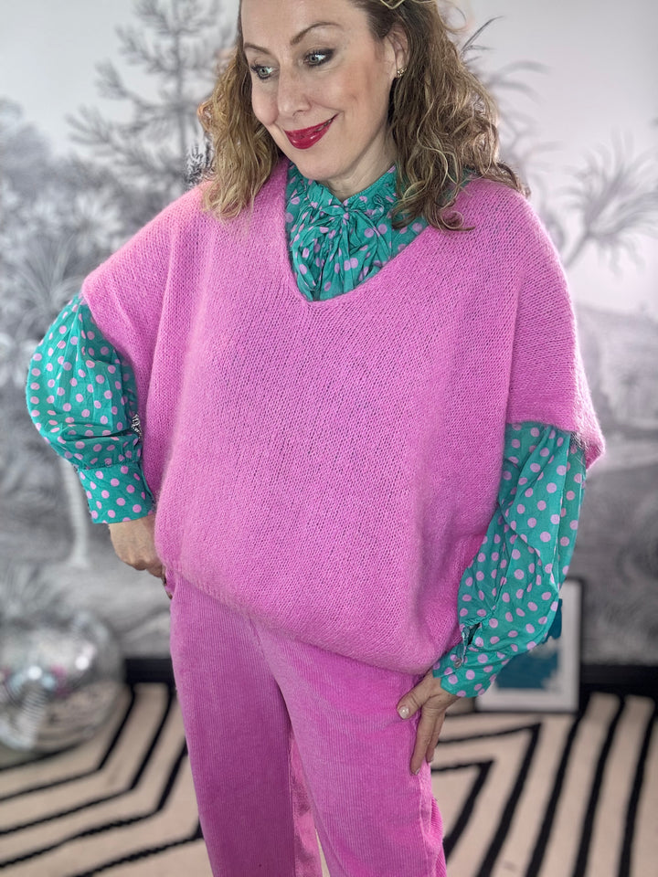 Dale Oversized Fluffy Mohair Mix Tank Top