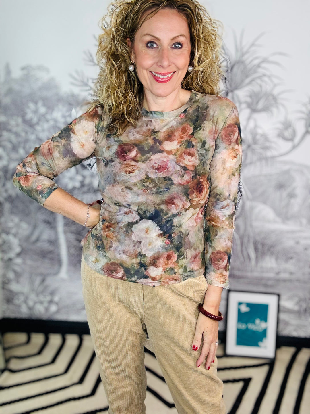 Vivianne Floral Mesh Top