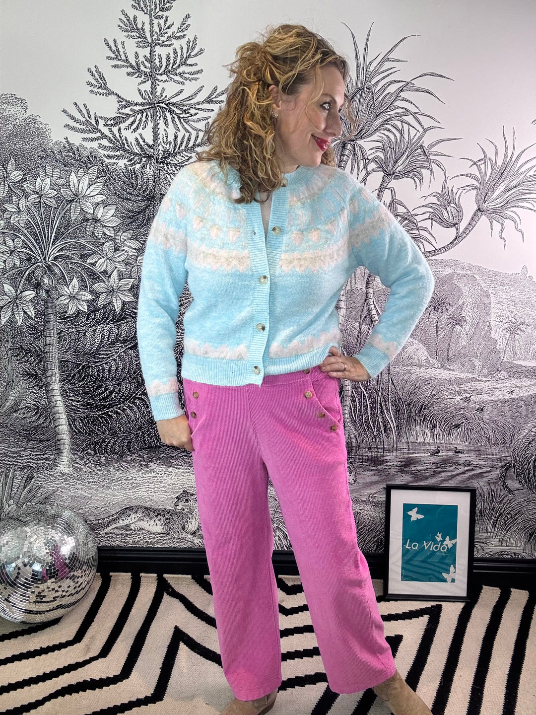 Carly Corduroy Button Pocket Wide Leg Trouser