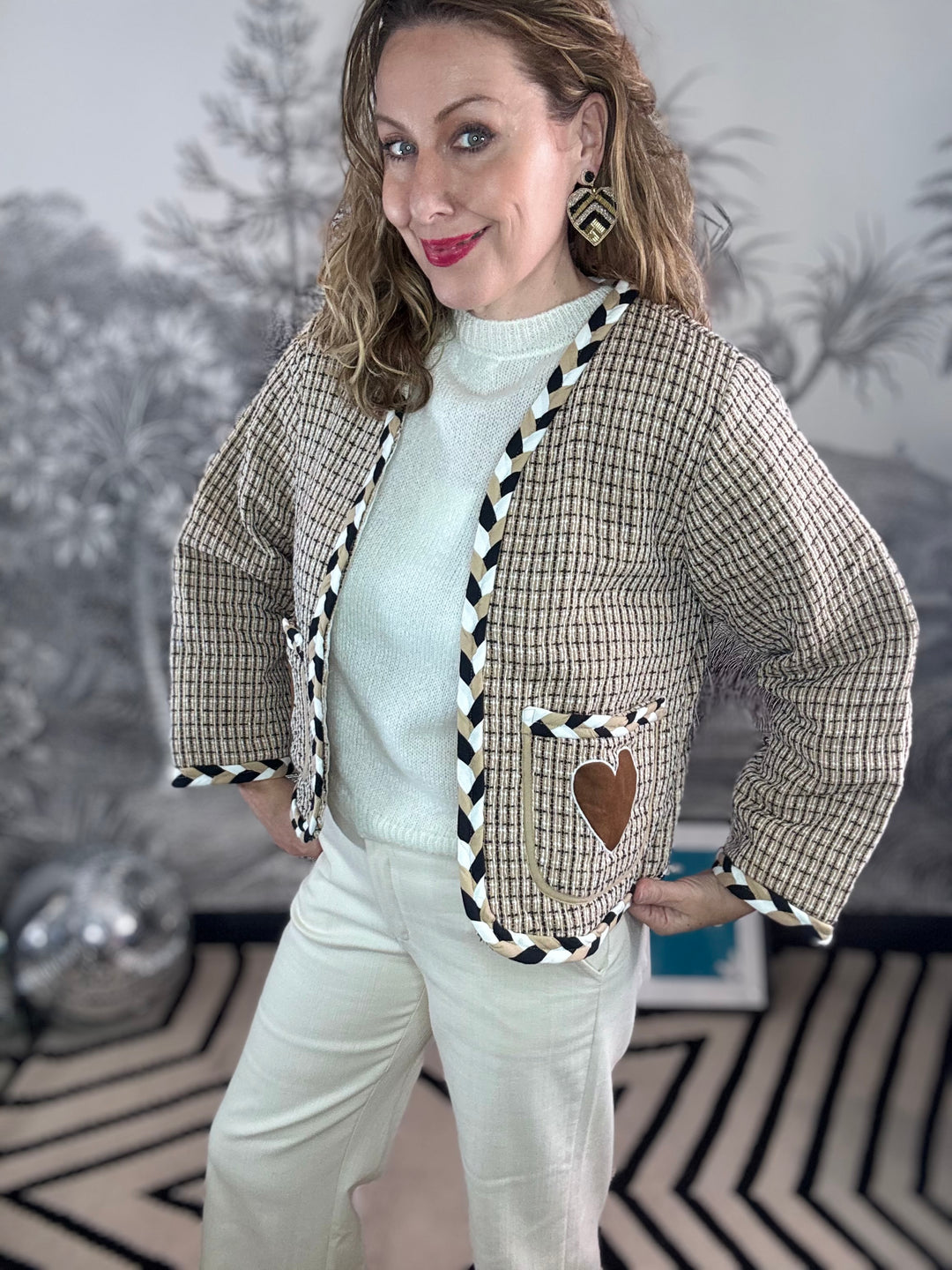 Heart tweed jacket