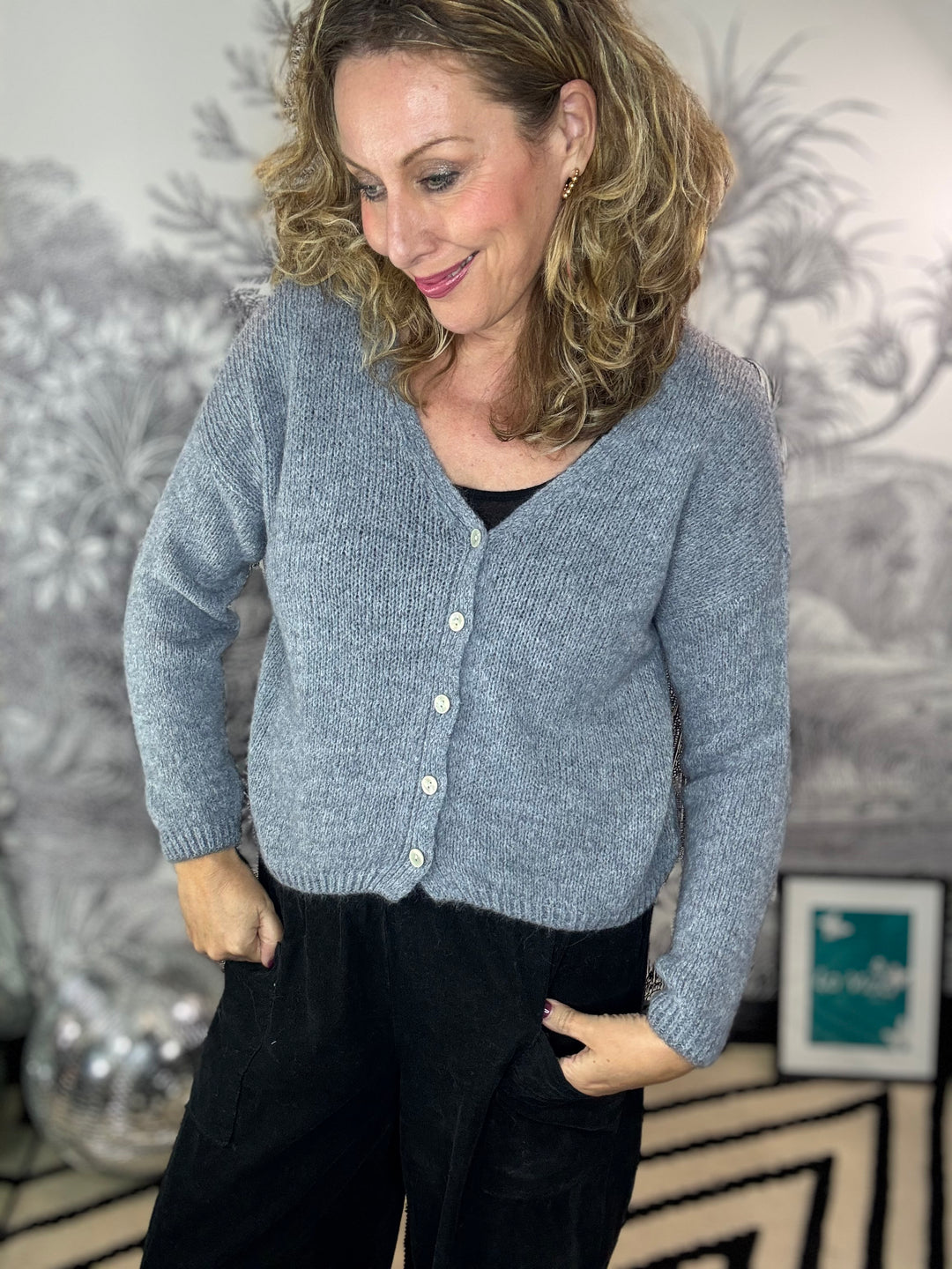 Sukie V-Neck Mohair Cardigan in Autumn Colours