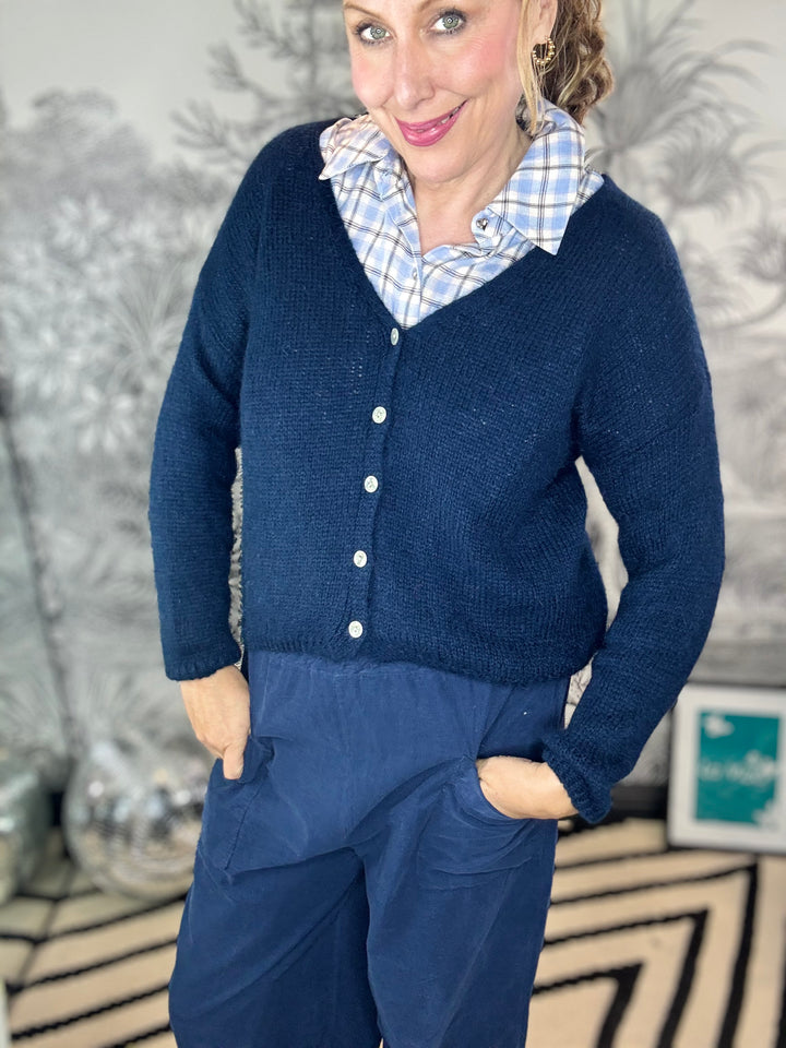 Sukie V-Neck Mohair Cardigan in Autumn Colours