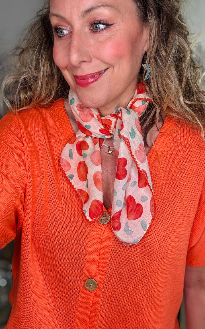 Salmaya Square Cotton Scarf in Red Heart