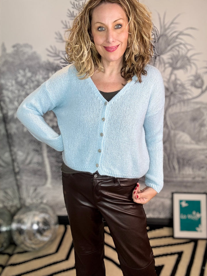 Sukie V-Neck Mohair Cardigan in Autumn Colours
