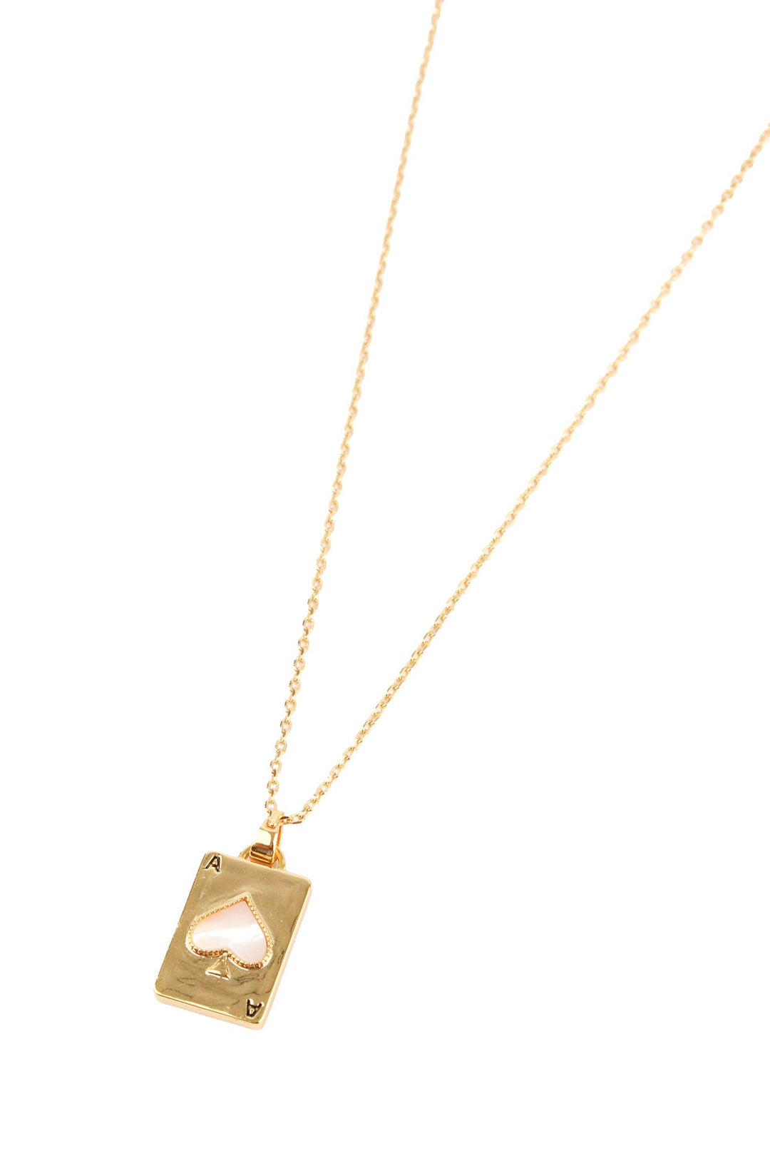 ACE OF SPADES MOTHER OF PEARL GOLD CHARM NECKLACE