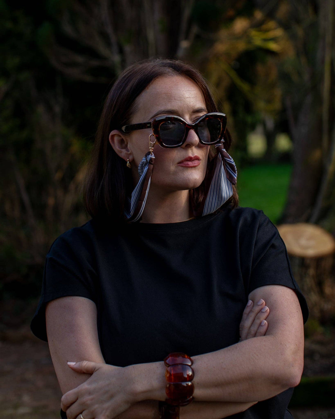 Dover Glasses Chain | Brown/Navy Stripe