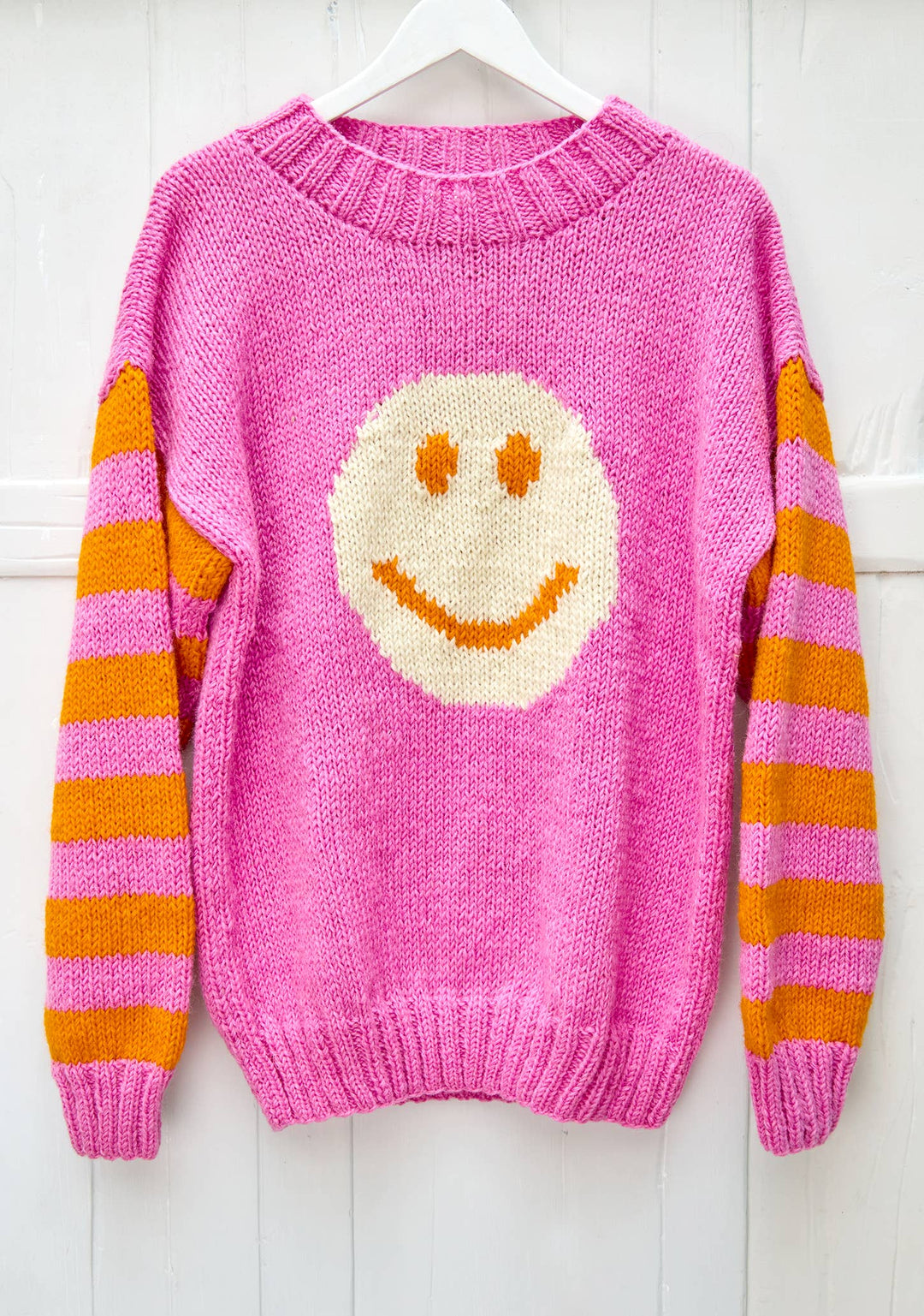 Smiley Face Stripe Hand Knitted Jumper