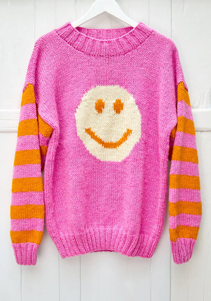 Smiley Face Stripe Hand Knitted Jumper
