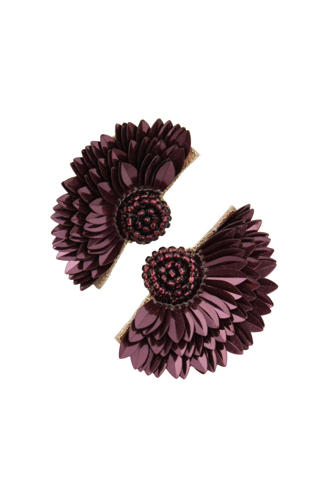 DARK FIG HALF PETAL FLOWER EARRING