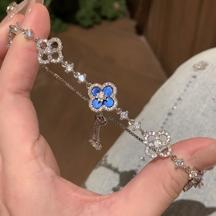 Dainty Four Petal Silver Bracelet