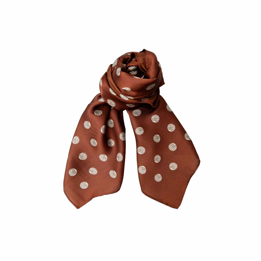 Glace Mini Scarf in Mocha &amp; Sage Polka Dot